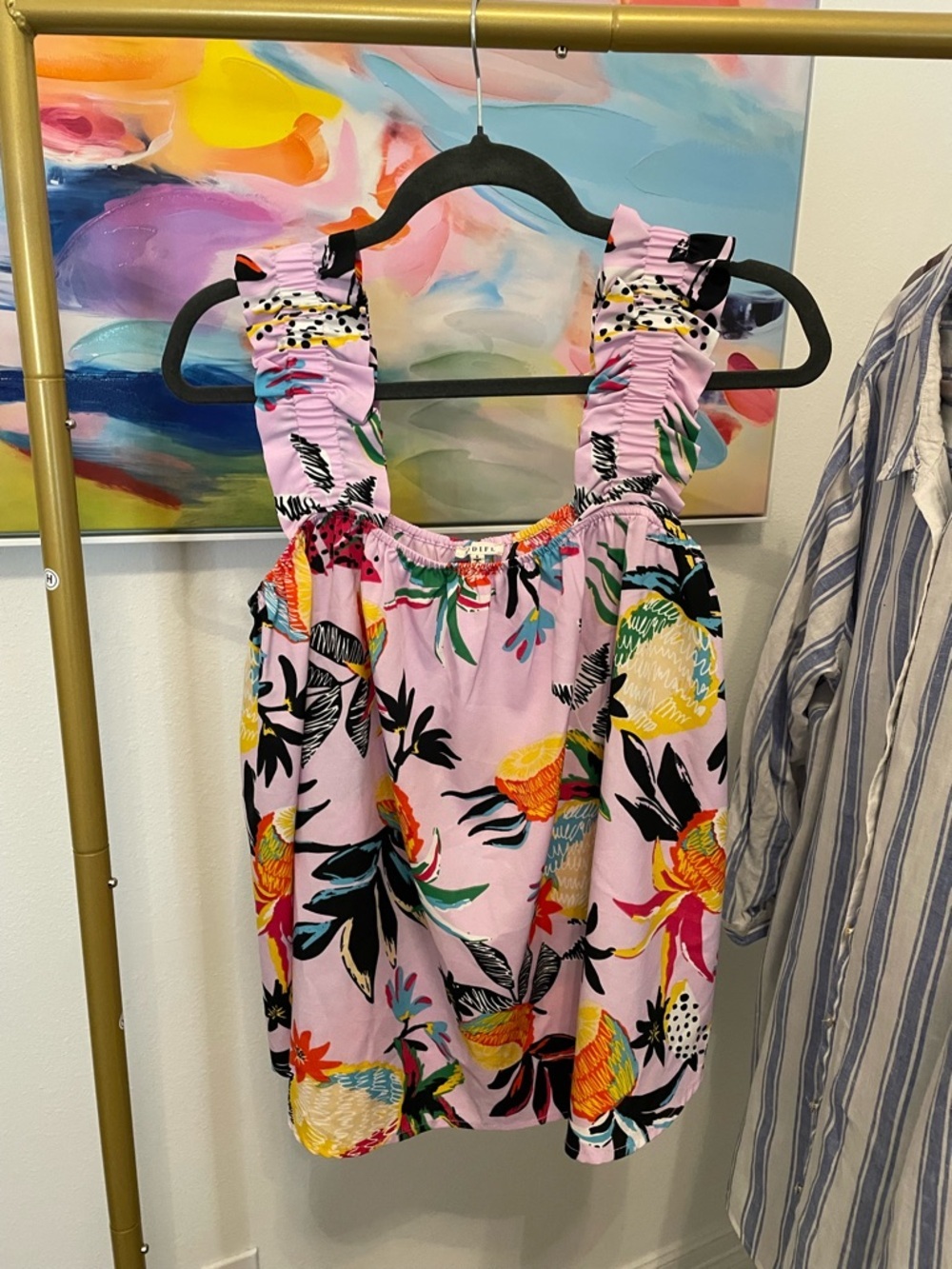 JODIFL‎ Pink Tropical Tank Size Small vacation floral boutique